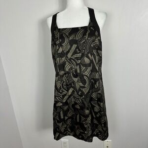 Diesel Dress Womens Sz Medium Racerback Square Neck Green Brown Printed Boho NEW